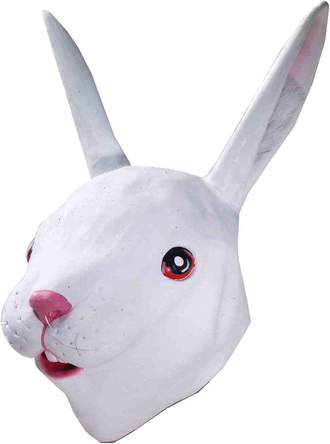 forum novelties 男士 豪华乳胶兔子面具 白色 均码