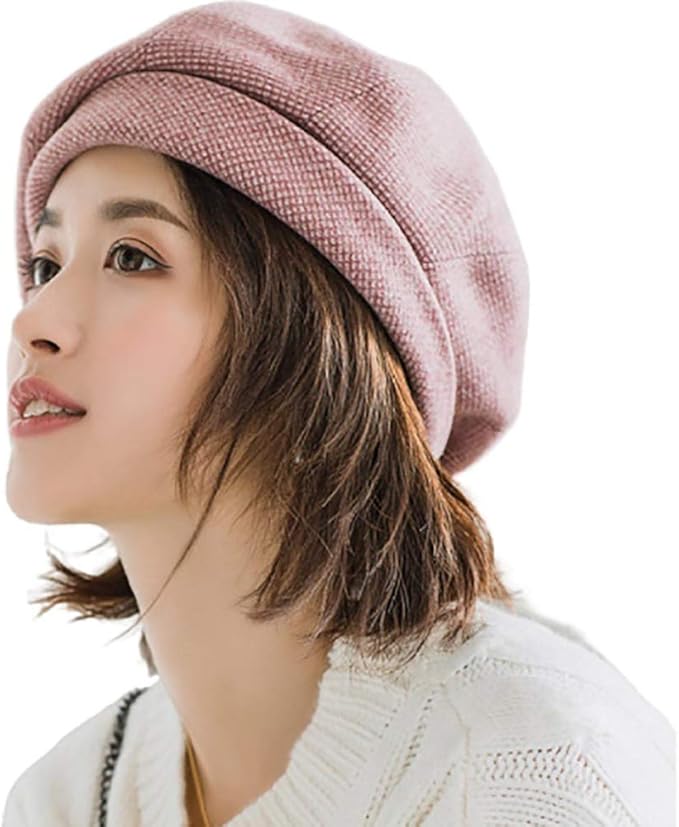 el legant 法国风格羊毛贝雷帽女式千鸟格图案