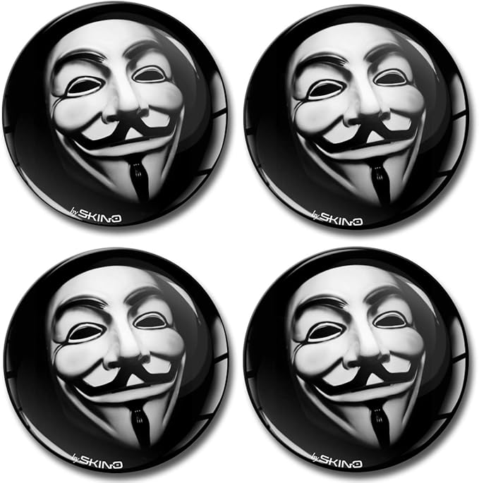 贴纸汽车贴纸轮毂盖轮毂盖轮毂盖轮毂盖车轮贴纸 70 毫米 匿名面具 a