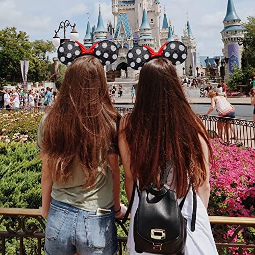 2 件动物王国米妮耳朵,yuniss 闪亮亮片蝴蝶结米奇耳朵头带适合女士