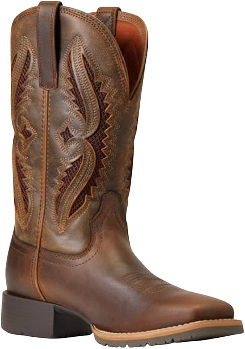 ariat女式hybridrancherventtek西部靴宽方头棕色9w