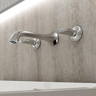 jiuzhuo 充气喷口壁挂式浴室水槽龙头实心黄铜外壳形状(铬色)