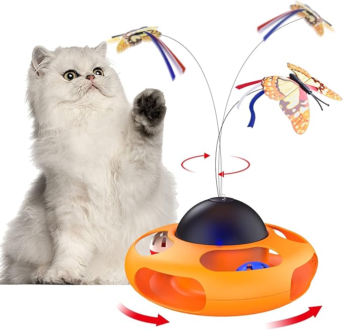 2 个轨道球,锻炼有趣的互动逗乐猫玩具,带 3 个替换件(橙色)