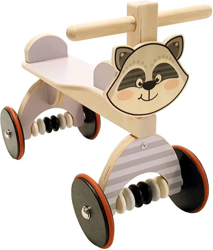 hess 木制玩具 31186 - 木制滑梯,浣熊系列,带橡胶轮胎,手工制作,适合