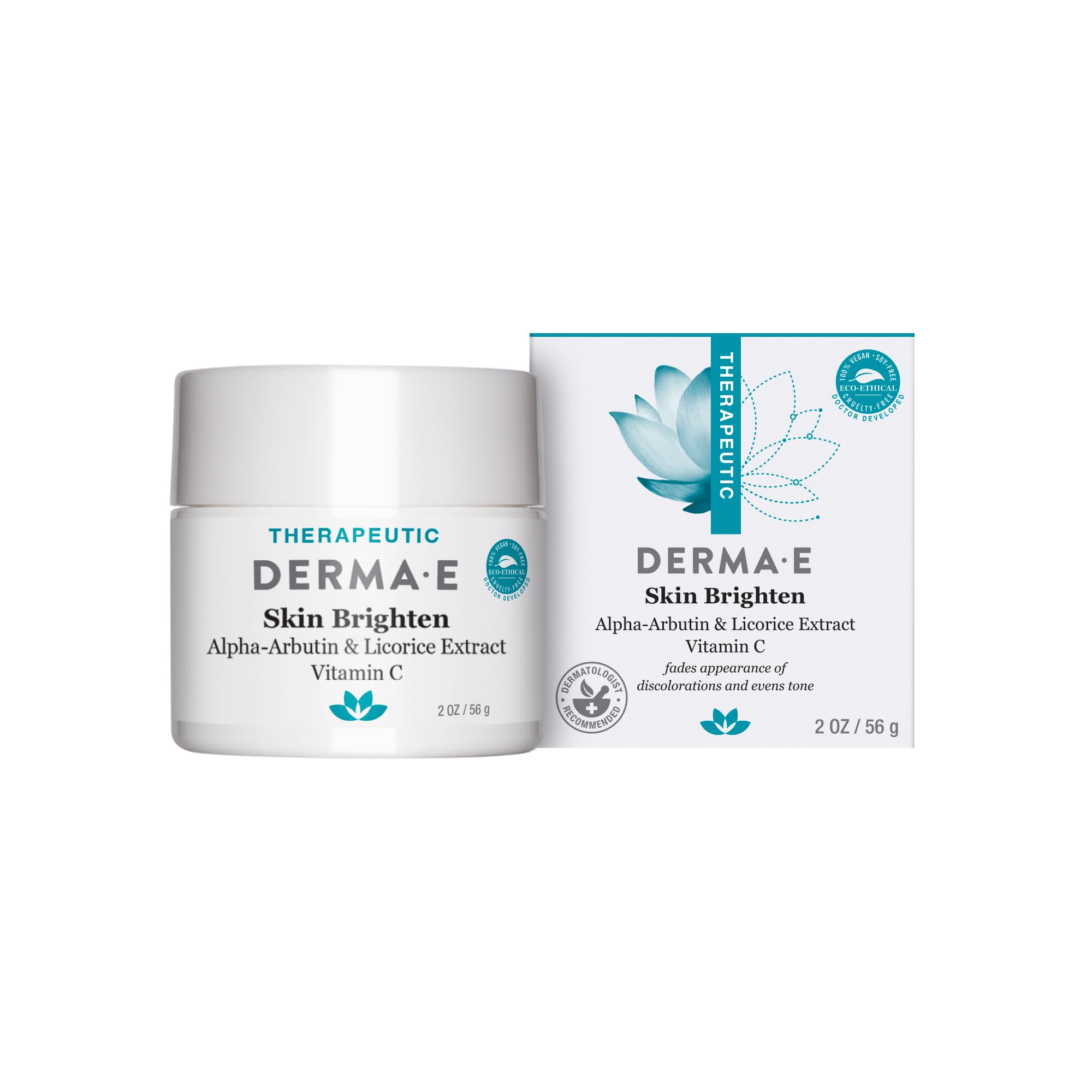 DERMA-E Brightening Cream - Spot Lightening Cream - Face and body lightening cream for age spots, hyperpigmentation and uneven skin tone, 56g oz