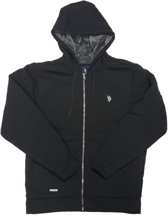us polo assn 男式全拉链抓绒连帽夹克,成人
