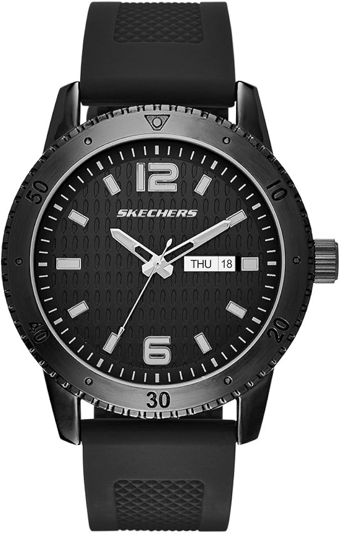 skechers 斯凯奇 男式 redondo 石英金属和硅胶休闲模拟手表