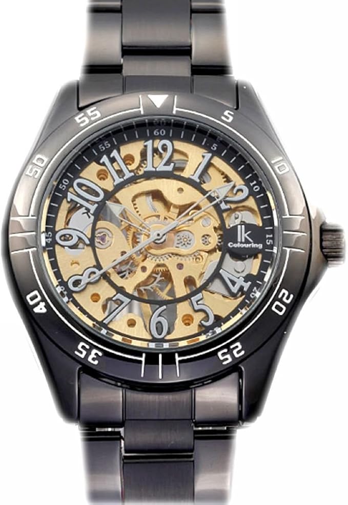 ik colouring 阿帕琦 双面镂空 手动机械表 个性潮男表 男士 休闲手表