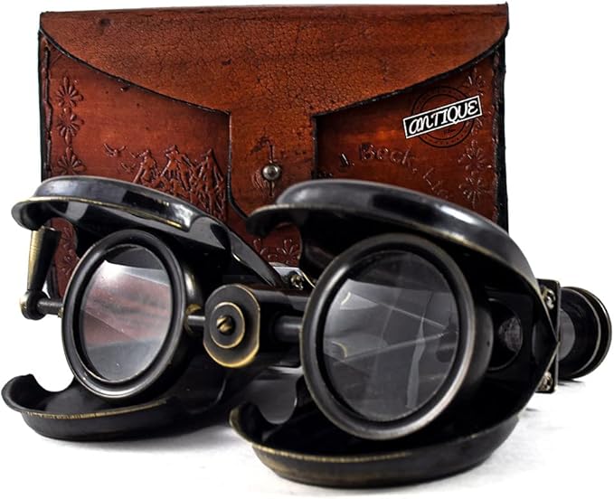 复古黄铜单筒望远镜带皮套海洋海盗复古隐形眼镜水手圣诞节/父亲/朋友