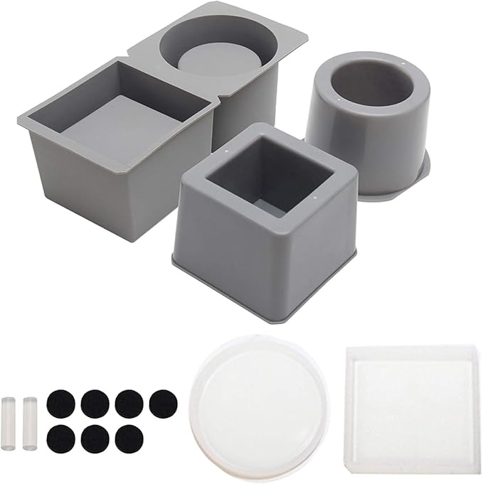 硅胶花盆模具套装,圆形   方形 diy 花盆模具多肉植物混凝土花盆成型