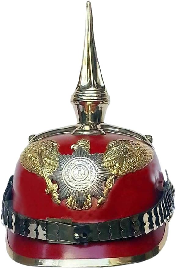 普鲁士皮革头盔 wwi 德国帝国 pickelhaube 头盔锥形尖头帽头盔红色