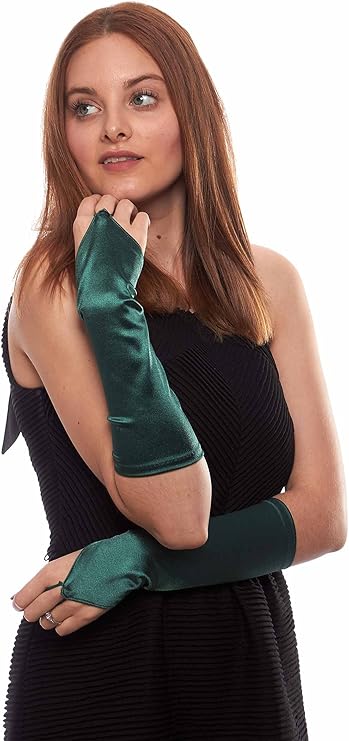 灰姑娘缎面无指肘长手套