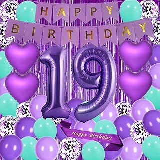 6 厘米铝箔气球数字 19 紫色窗帘心形箔气球 risehy