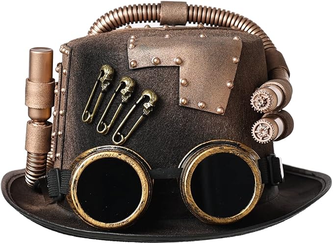 cosdreamer 女式男式蒸汽朋克顶帽带护目镜万圣节服装帽子