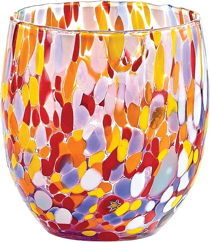 gage 穆拉诺玻璃五彩纸屑平底杯 - 威尼斯艺术玻璃杯 - 红色