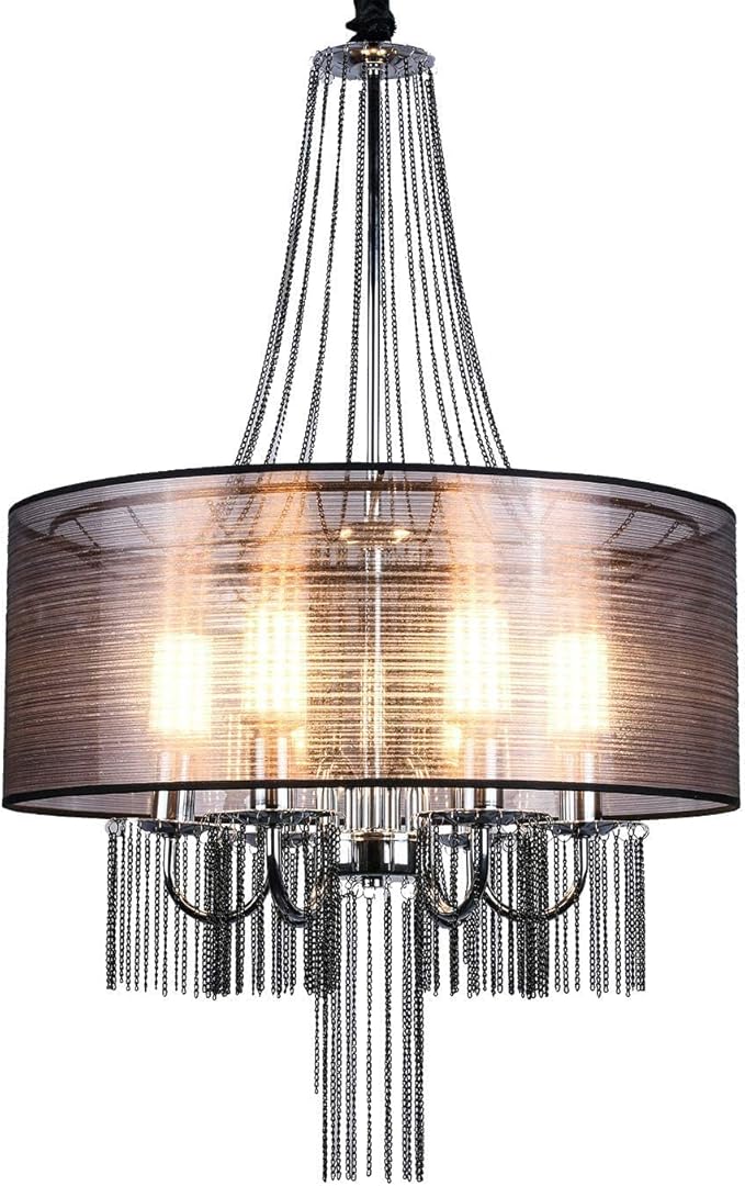 crossio 现代圆鼓吊灯,圆柱吊灯,客厅,餐厅,铁艺吊灯,棕色