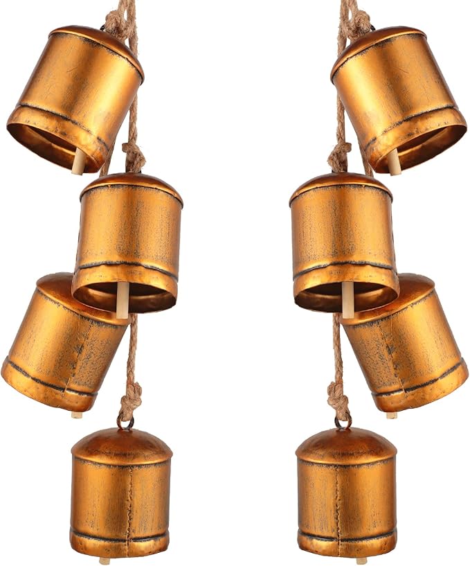 8 件奶牛铃铛圣诞装饰品别致乡村风格质朴金属悬挂巨型奶牛铃铛复古