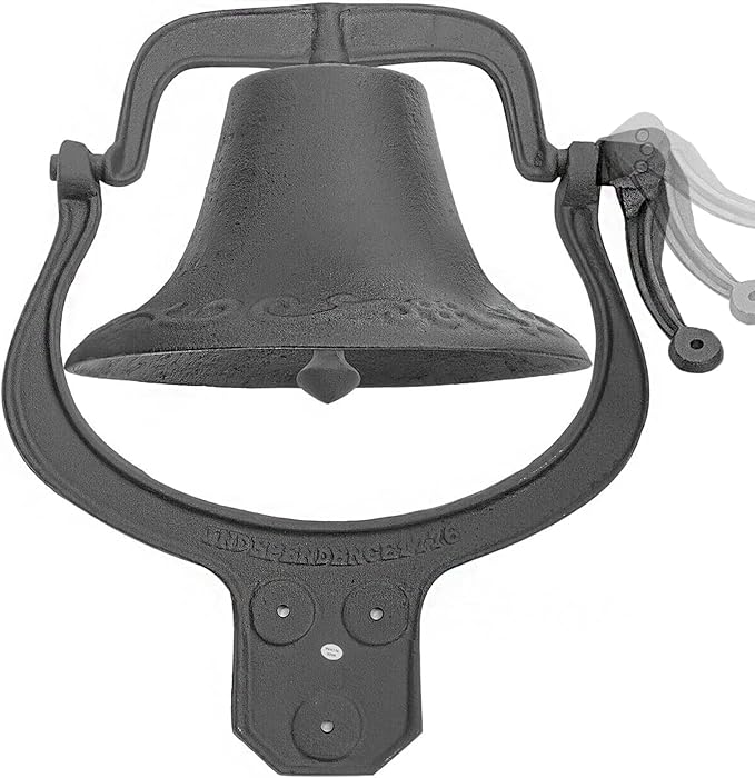 14 英寸重型铸铁庭院铃铛复古风格农舍门铃户外教堂学校农场,黑色