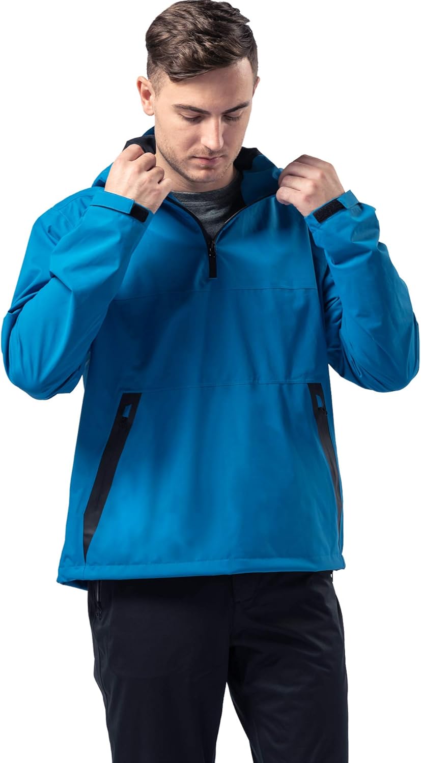 男式防雨夹克防水套头衫轻质连帽风衣雨衣