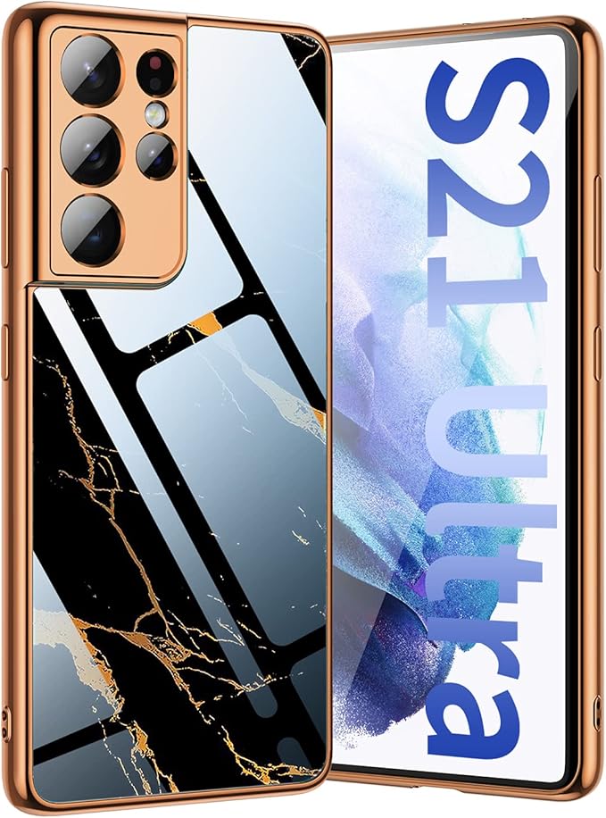 mipcase 三星 galaxy s21 ultra 5g 硬质玻璃防碰撞闪光大理石超薄