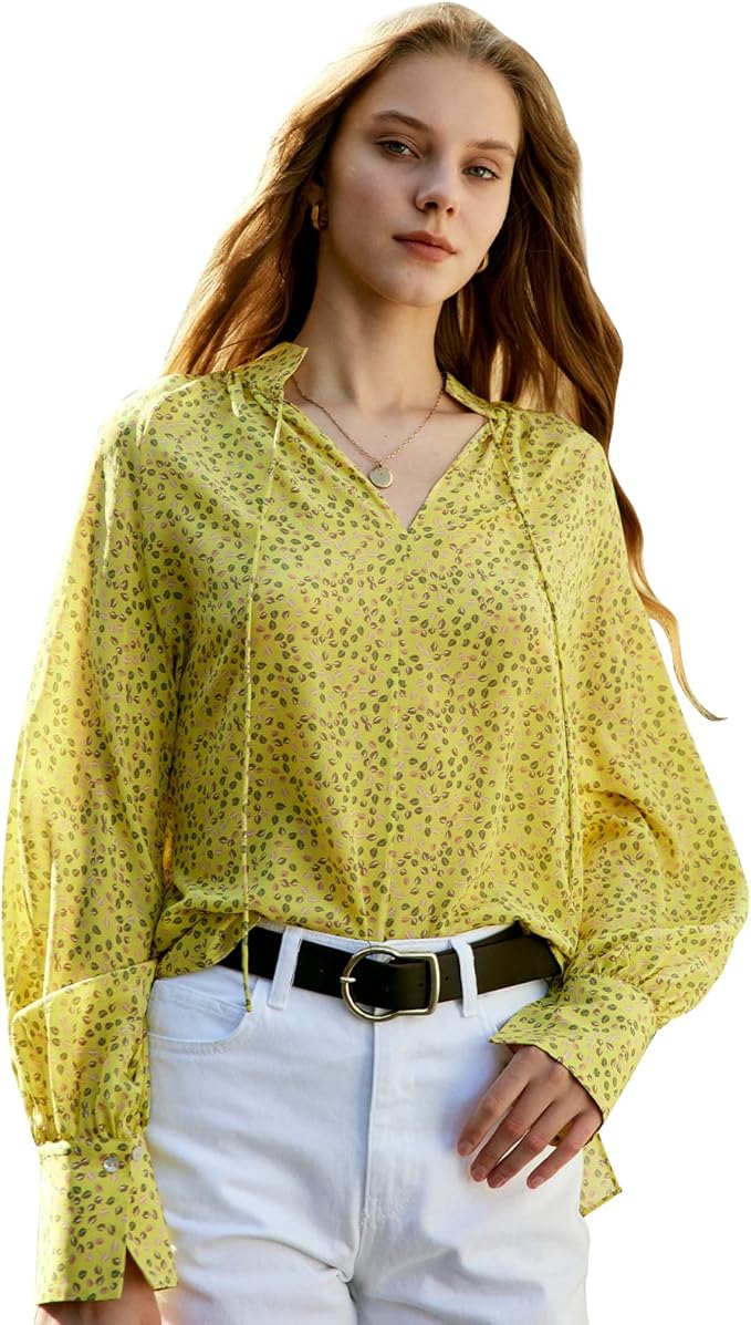 cold posh 女式丝绸衬衫* 纯丝绸衬衫长袖衬衫奢华 v 领系扣女式光滑