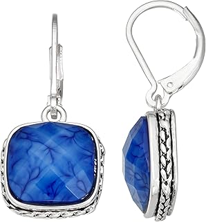 napier 蓝石耳坠 杠杆式耳环 银色