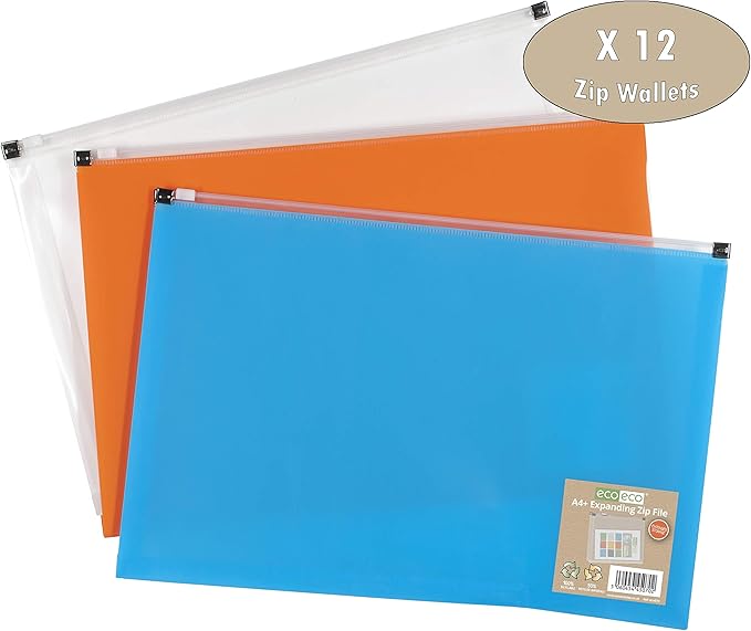 eco-eco a4  50% 再生扩展拉链文件夹(12 件装),eco070x12