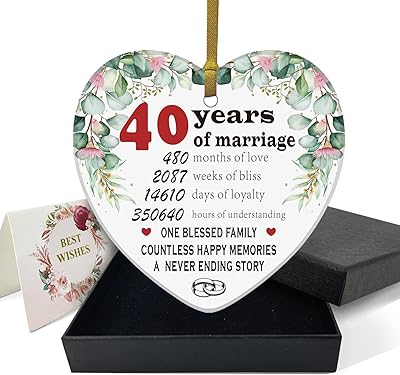 rewidparty 40 周年结婚纪念日陶瓷装饰礼品已婚礼物装饰情侣 40 岁