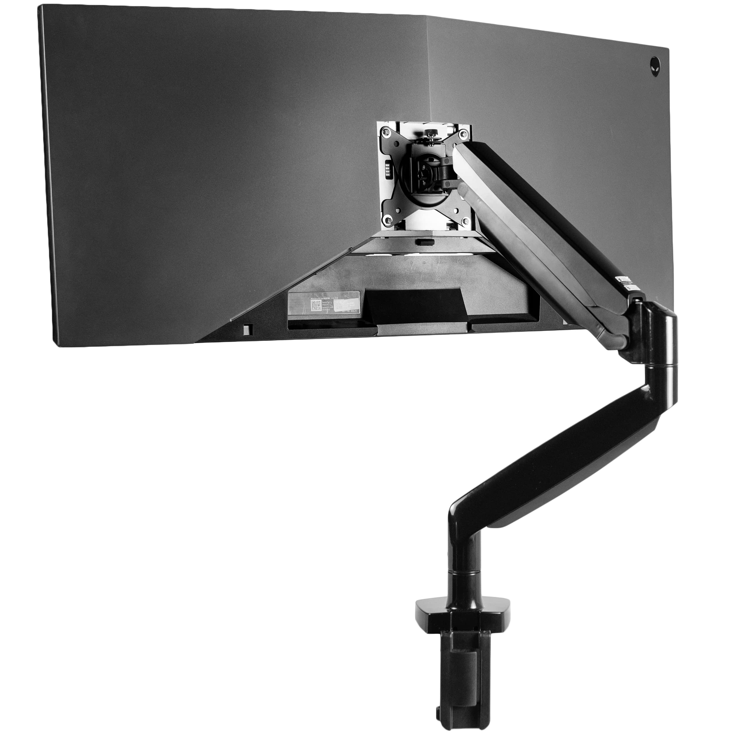 VIVO Premium Aluminum Heavy duty single monitor arm for ultra wide monitors up to 35 inches and 33 pounds, desktop STAND, pneumatic height,* large VESA 100x100, black,STAND V101Q