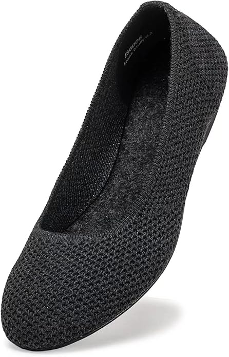 针织芭蕾平底尖头一脚蹬平底鞋经典低坡跟芭蕾舞鞋步行平底鞋 黑色 8