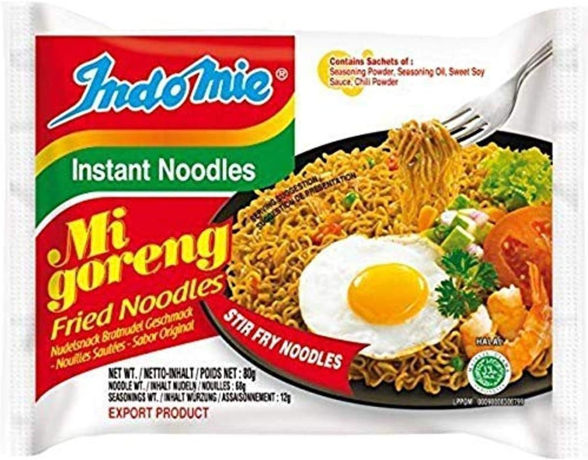 indomie mi goreng instant stir fry noodles, halal