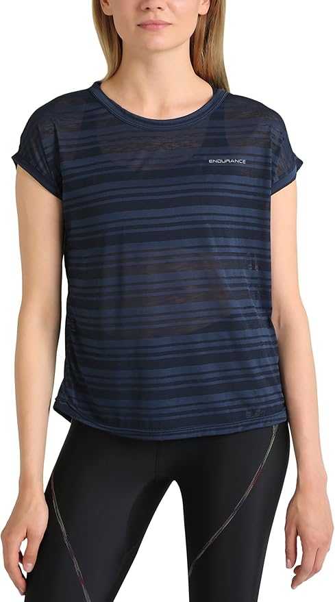 ultrasport endurance t 恤女式紧身衣 - 圆领上衣 - 条纹图案由薄荷