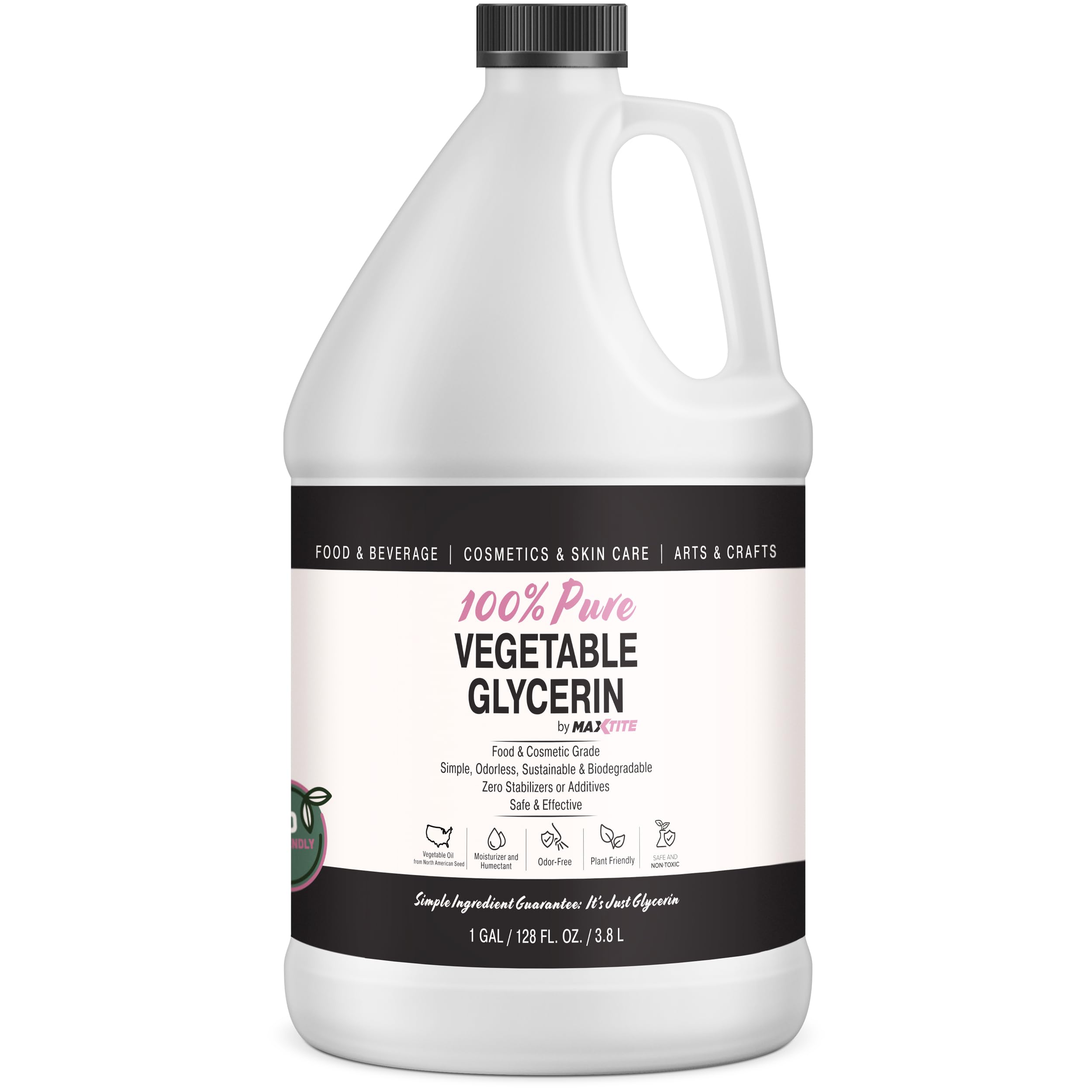 MAXTITE Pure Plant glycerin - 1 gallon - natural food grade cosmetics, skin, *, crafts, cooking, etc. - derived from American seed oil