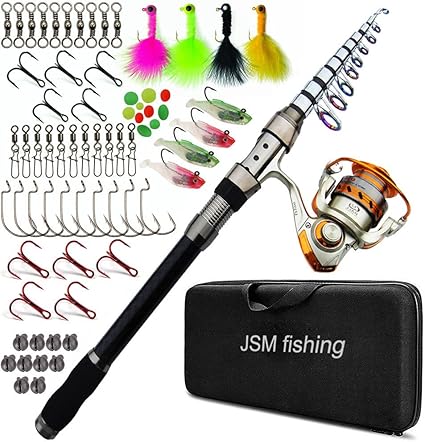 Spin 直柄式钓鱼竿和渔线轮轮套装钓鱼背带包便携式伸缩钓竿带轮组合海洋钓鱼海水淡水垂钓杆钓鱼竿套装黑色3 0m Full