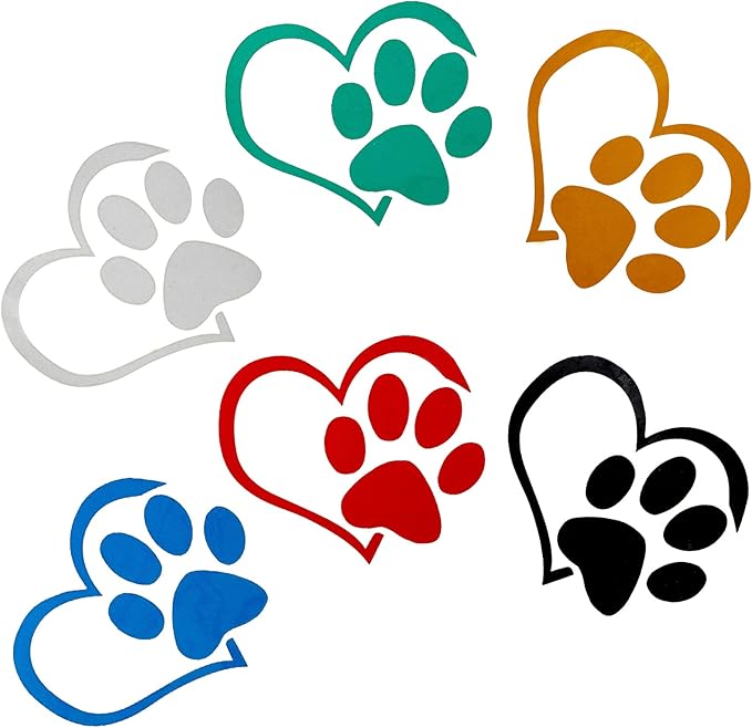 gorgecraft 12pcs 心形狗爪贴花爱情贴纸适用于汽车墙壁笔记本电脑