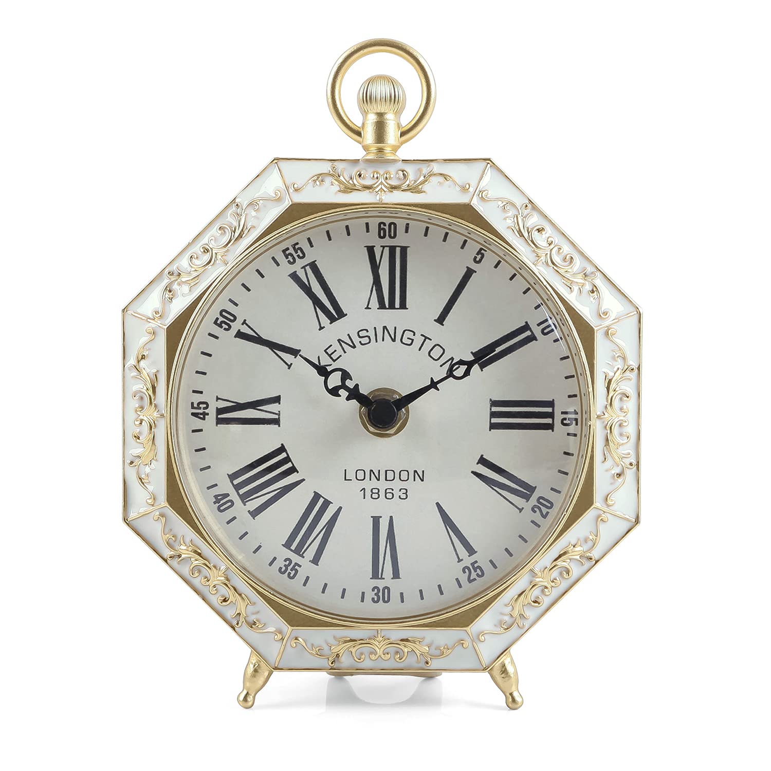 NIKKY HOME Metal Table clock Countertop Clock Battery operated Classic home decor for fireplaces Fireplace, tabletop, countertop - gold