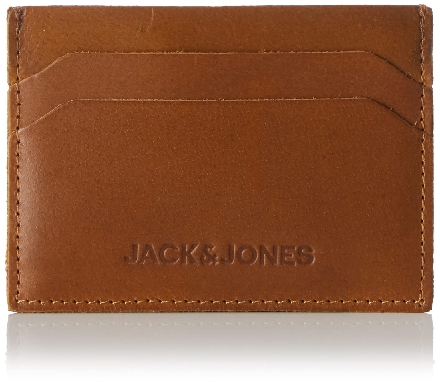 JACK & JONES Men Jacside leather card holder, Wine Brown, Einheitsgroße