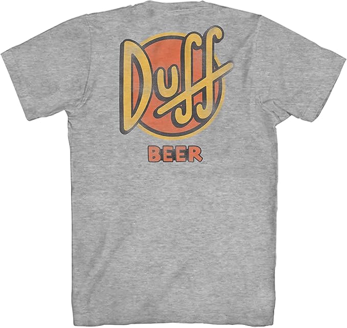 辛普森 duff beer 标志正面和背面印花喜剧经典卡通成人男式图案 t 恤