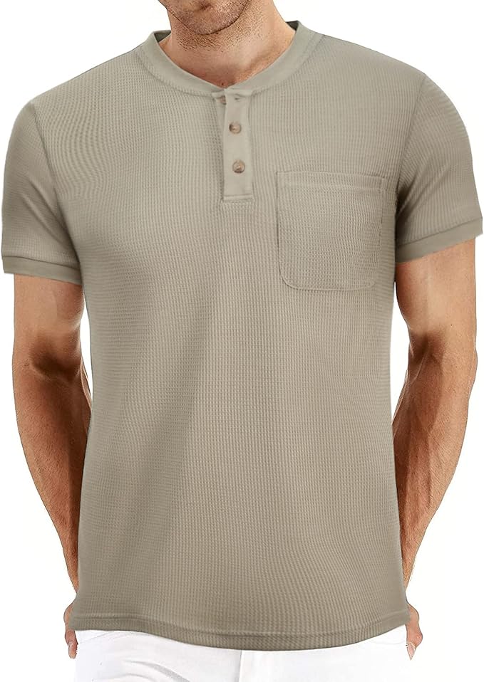 geek lighting 男式长袖亨利衬衫休闲纽扣基本款 t 恤