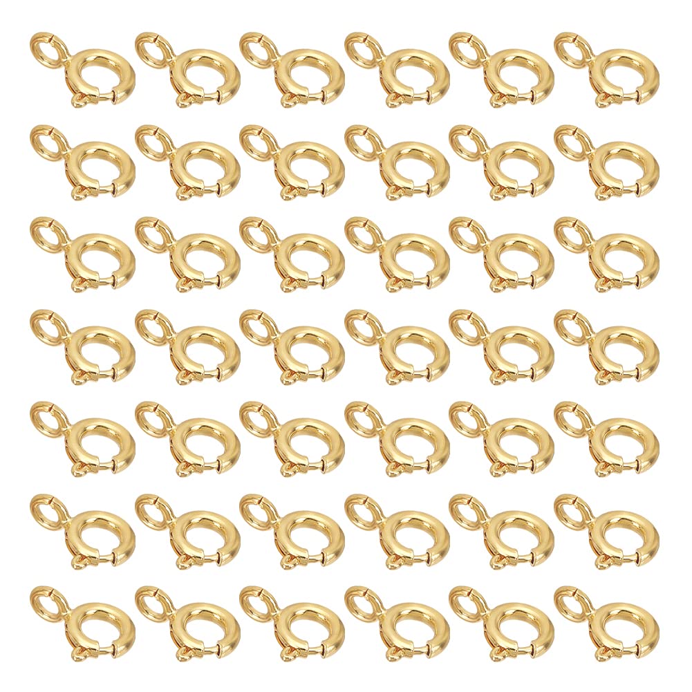 DICOSMETIC 40 pieces Spring Buckle Brass jewelry Clasp True 14 carat gold plated open round clasp connection with 1.6mm ring for necklace DIY jewelry making, aperture: 1.6mm