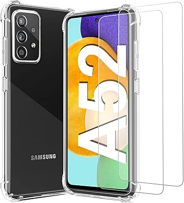 适用于三星 a52 5g/a52s 5g 手机壳,带 2 个钢化玻璃屏幕保护膜