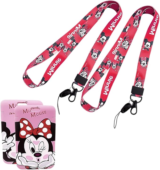 2 件迪士尼米妮老鼠防范徽章夹 wopin disney 挂绳带徽章可拆卸米妮