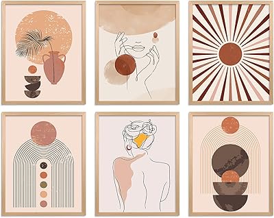 波西米亚海报极简主义中世纪抽象墙壁艺术几何打印 - 女性现代极简