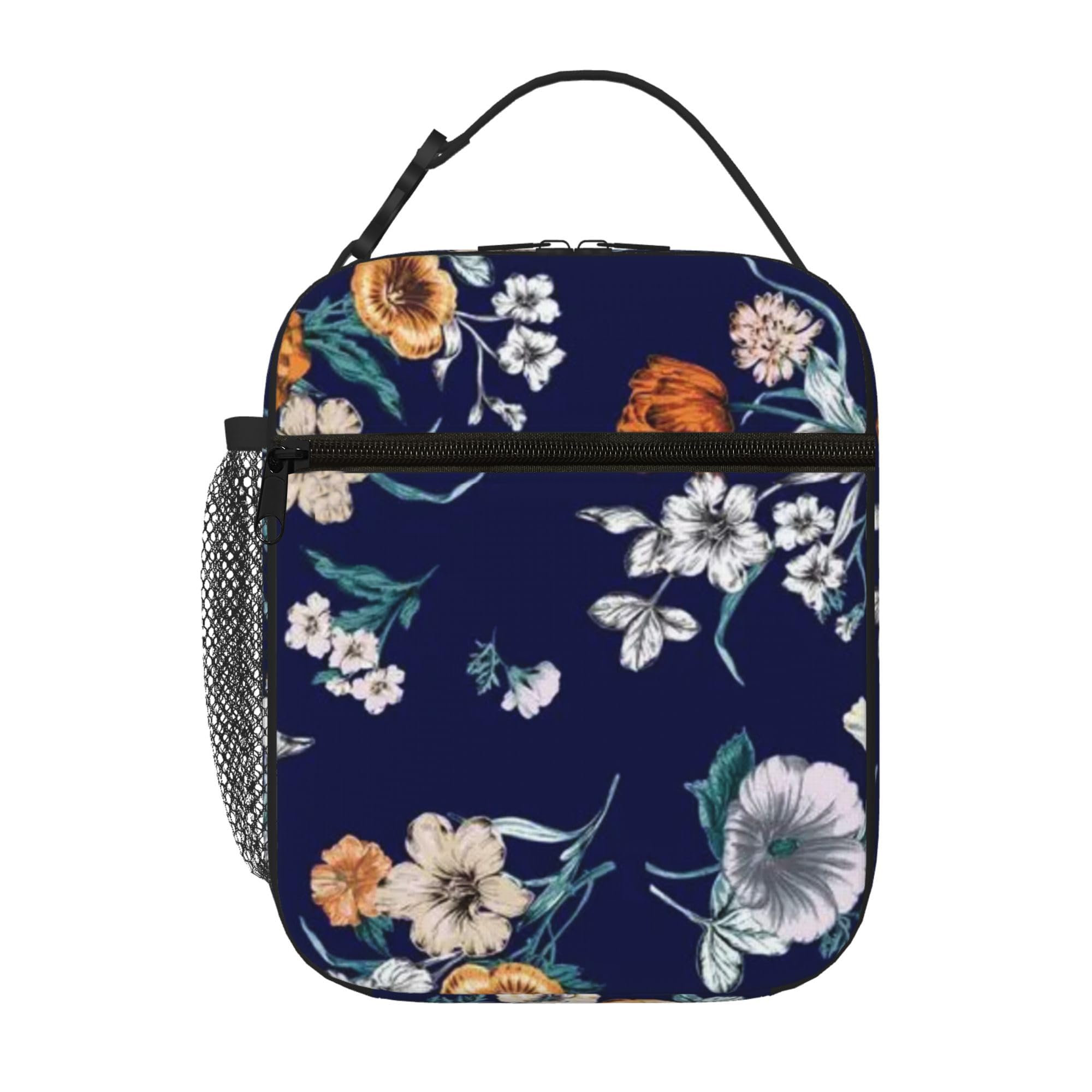 TinZroly reusable insulated lunch bag for men and women, large capacity portable lunch bag for work, picnic and refrigerated insulated travel (Cool Flower)