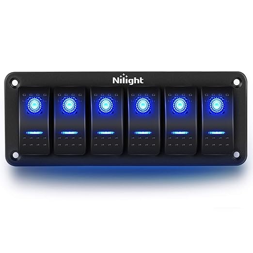 nilight 90111f 6 gang 铝摇杆开关面板切换 dash 5 ppin off 预接线