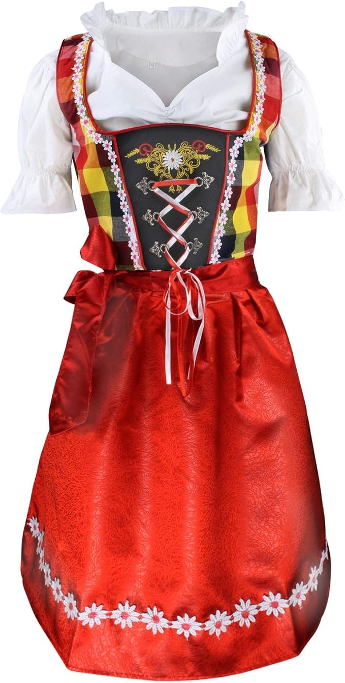 正品德国巴伐利亚风格 3 件儿童迪尔恩达裙,适合慕尼黑啤酒,衬衫,围裙