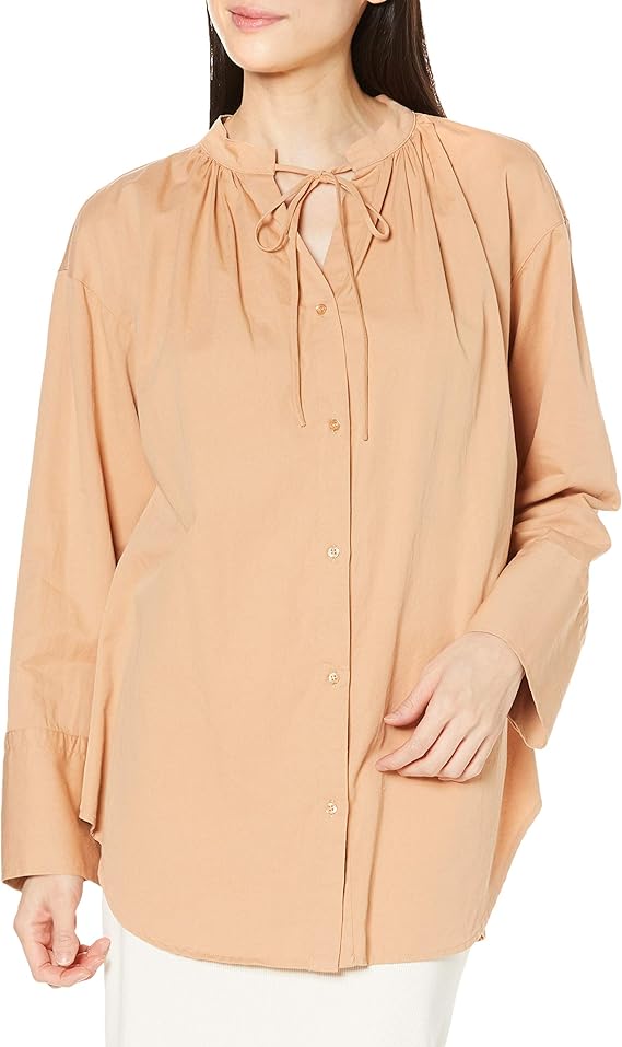 milaowen领口褶皱袖口设计衬衫09wfb211326女款