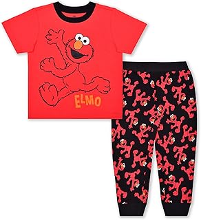 sesame street 男童慢跑套装,长袖 t 恤和慢跑裤