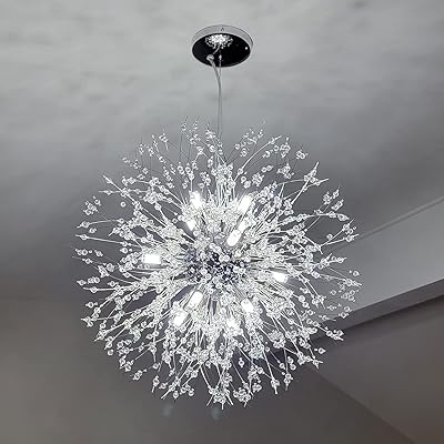 qamra 现代水晶吊灯,烟花蒲公英 sputnik 枝形吊灯吊灯,卧室,客厅