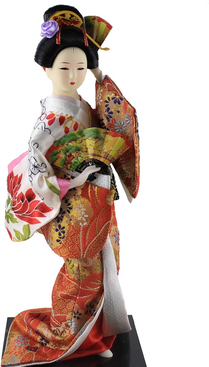 手工制作 30 厘米亚洲歌舞伎艺伎雕像日本和服丝绸家具贝儿娃娃